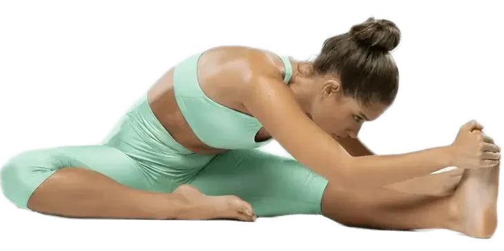 Lady is stretching after the training
