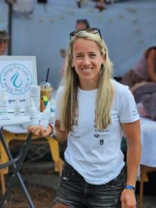 Baiba Bendika testē MagPro Lab Magnija eļļu Gauja trail by UTMB pasākuma laikā